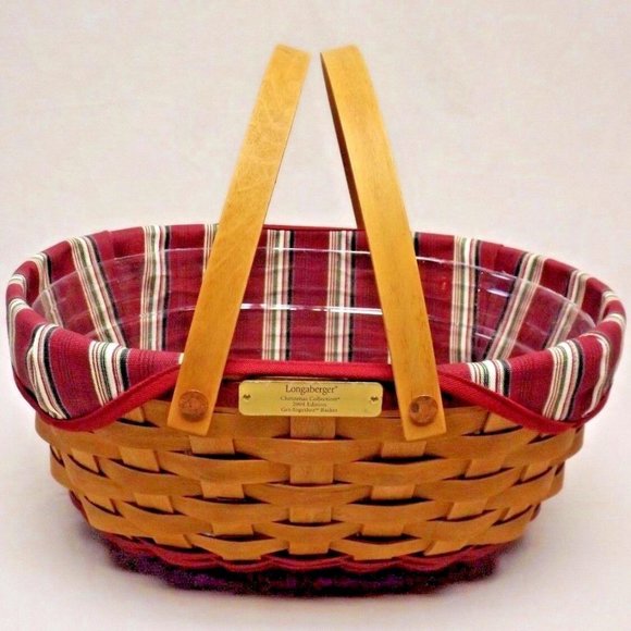 Longaberger 2004 Christmas Collection Red Get Together Basket w/ Liner Protector - Picture 3 of 15